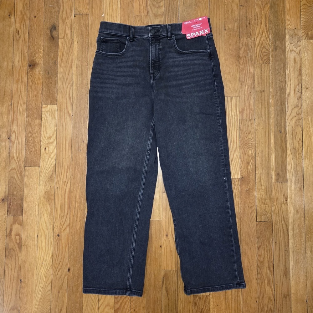 Spanx Shape 90's Straight Leg Medium Compression Jeans Niagara Wash Black Large‎